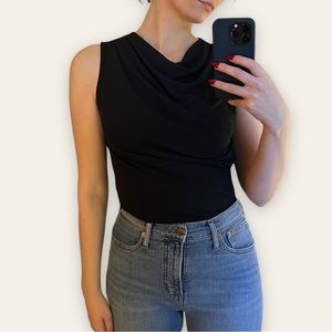 Express Cowl Neck Sleeveless Black Top